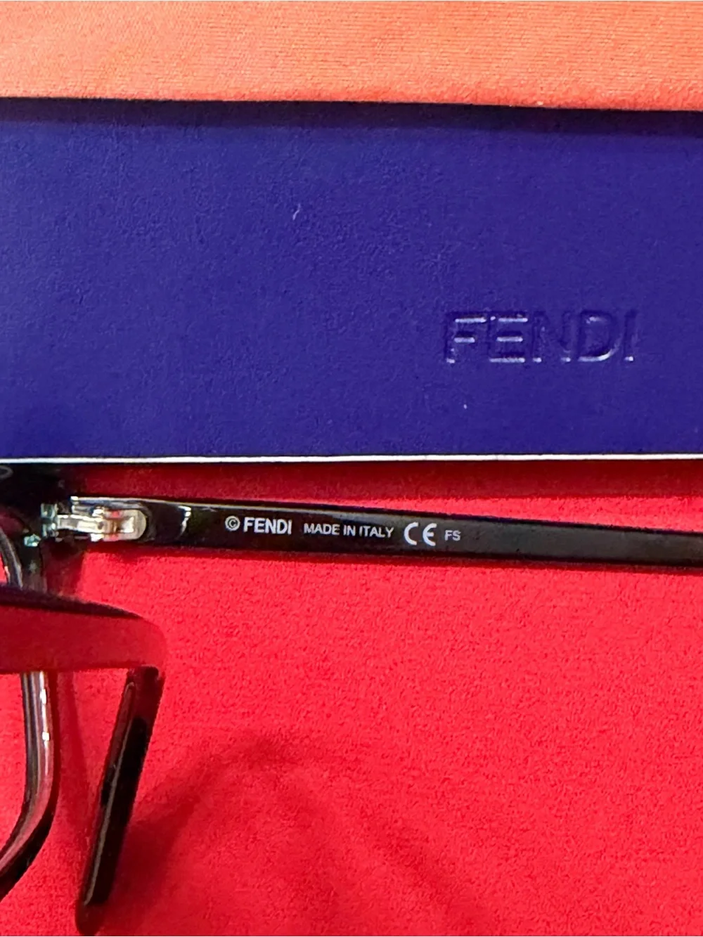 Fendi Women’s eyeglass FF 0252 black frame with Coral dust cloth and Box